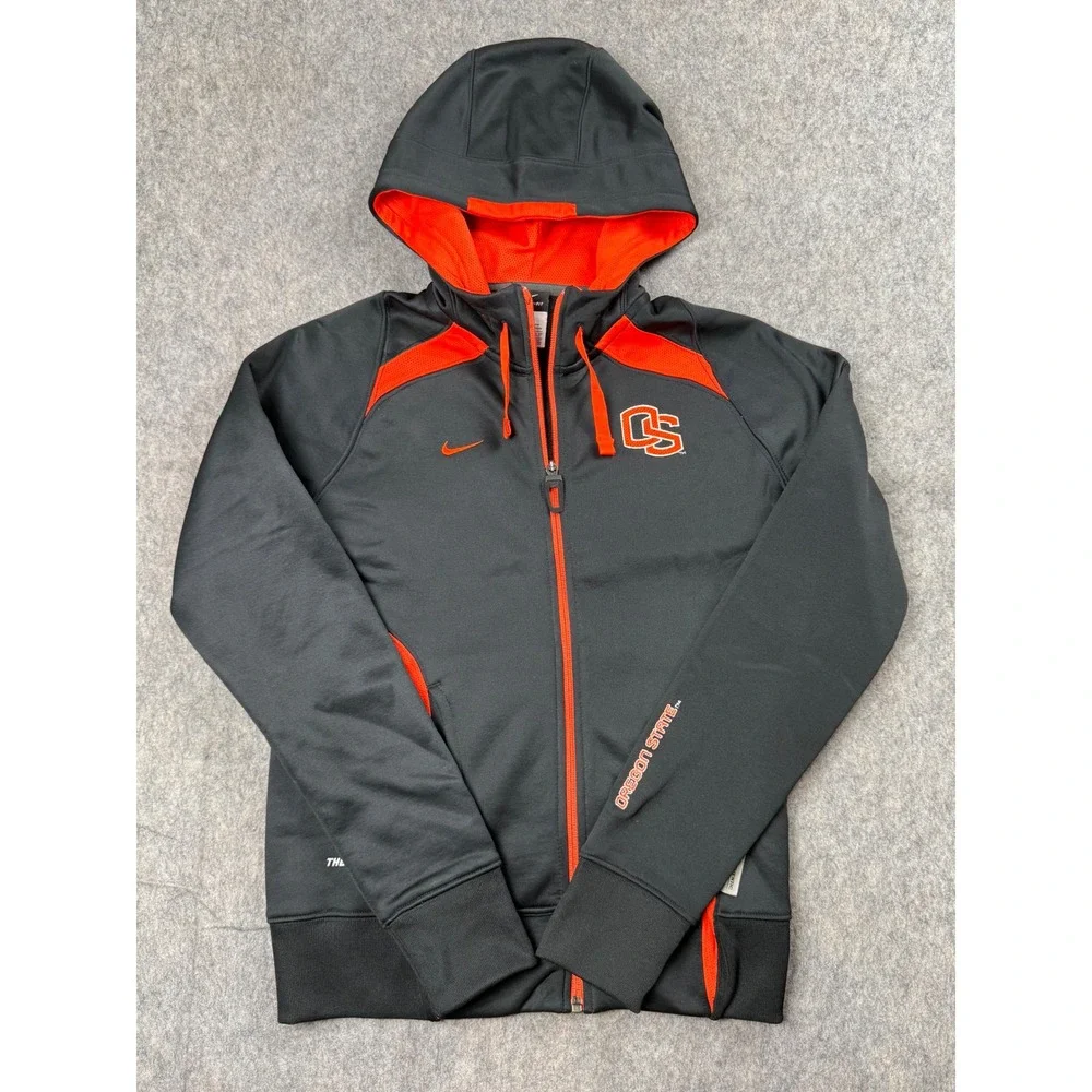 Nike Therma-FIT Oregon State Beavers Full Zip Hoodie Mens XS Black Orange OS